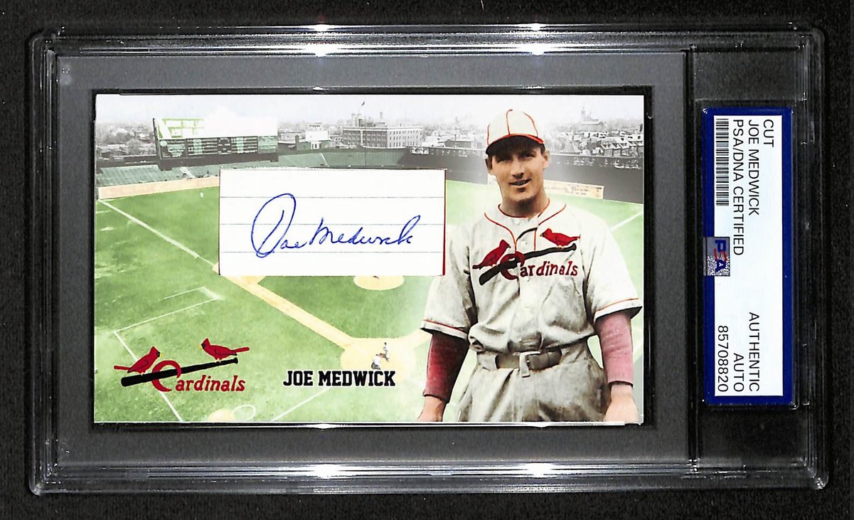 Joe Medwick HOF Autographed/Signed Cut 3x5 Custom Card PSA/DNA BA203837