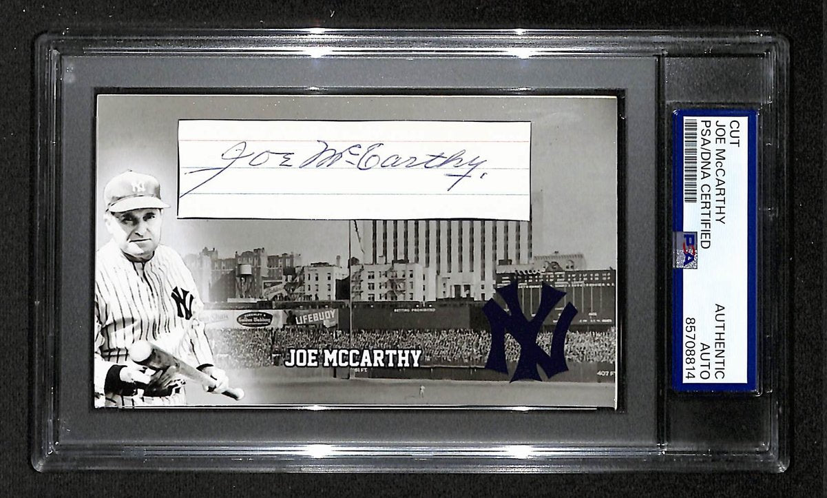 Joe McCarthy HOF Autographed/Signed Cut 3x5 Custom Card PSA/DNA Yankees BA203839