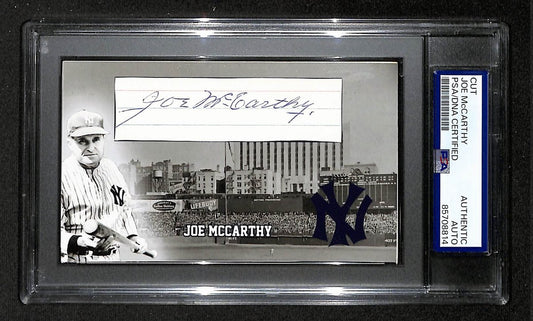 Joe McCarthy HOF Autographed/Signed Cut 3x5 Custom Card PSA/DNA Yankees BA203839