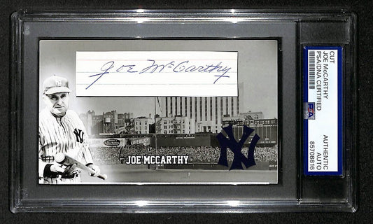 Joe McCarthy HOF Autographed/Signed Cut 3x5 Custom Card PSA/DNA Yankees BA203841