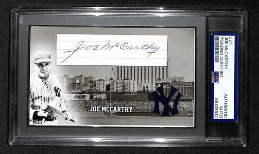Joe McCarthy HOF Autographed/Signed Cut 3x5 Custom Card PSA/DNA Yankees BA203842