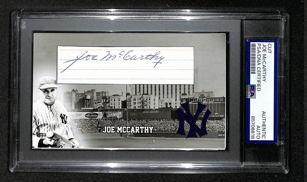 Joe McCarthy HOF Autographed/Signed Cut 3x5 Custom Card PSA/DNA Yankees BA203843