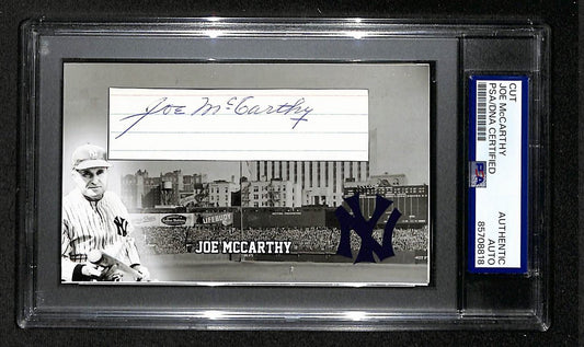 Joe McCarthy HOF Autographed/Signed Cut 3x5 Custom Card PSA/DNA Yankees BA203843