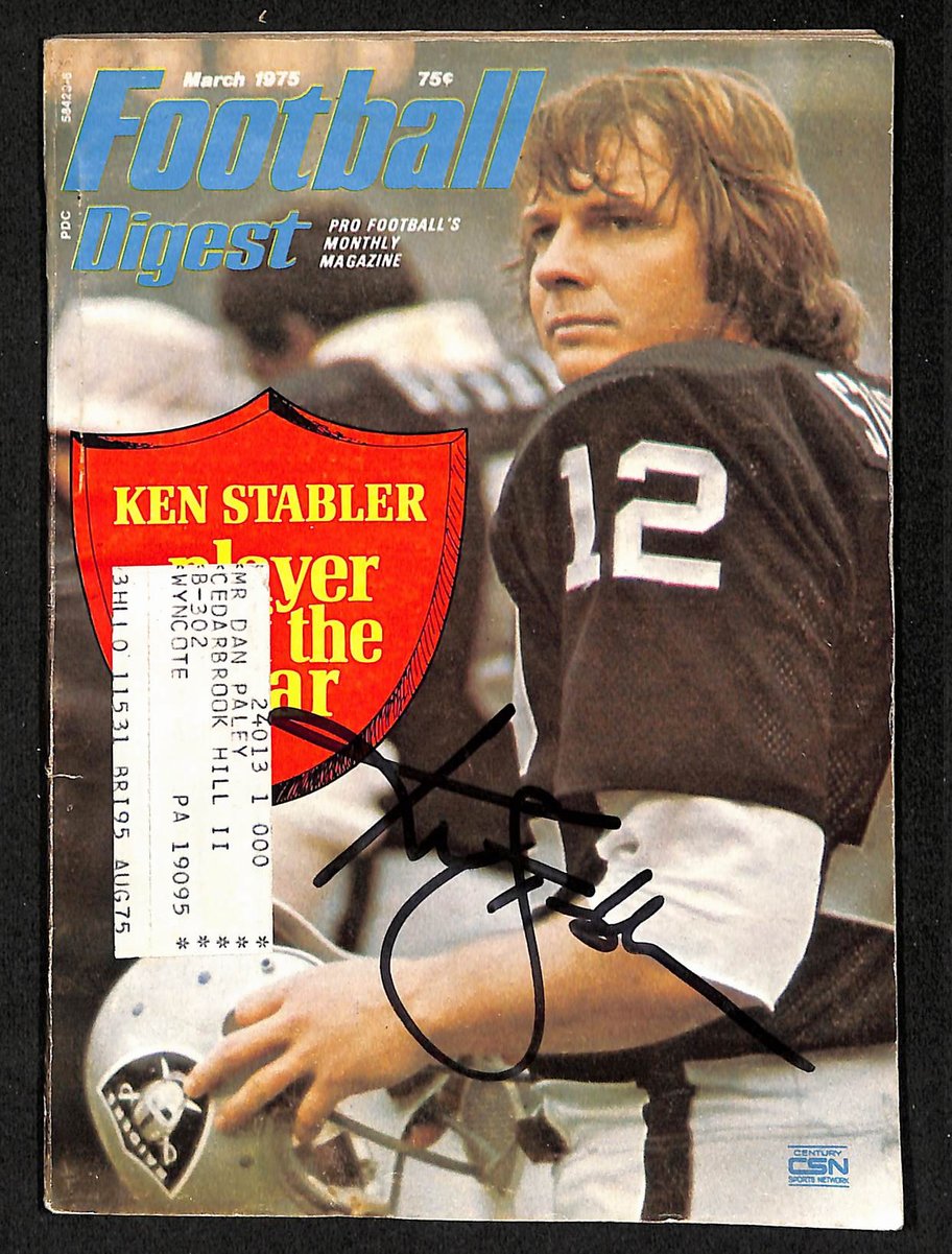 Ken Stabler HOF Signed/Auto March 1975 Football Digest Magazine PSA/DNA 203655