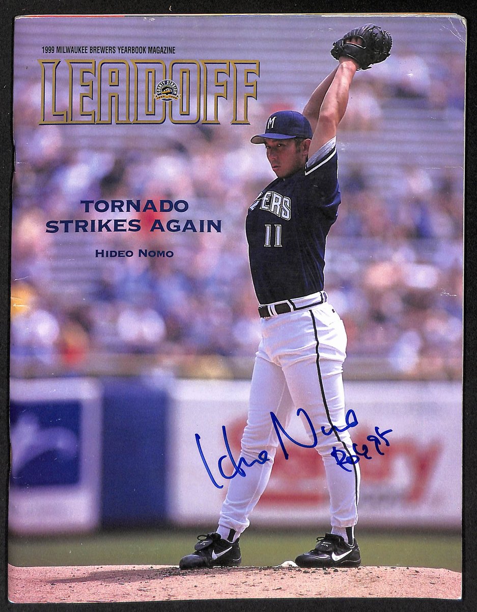 Hideo Nomo Signed/Inscribed 1999 Milwaukee Brewers Yearbook PSA/DNA 203565