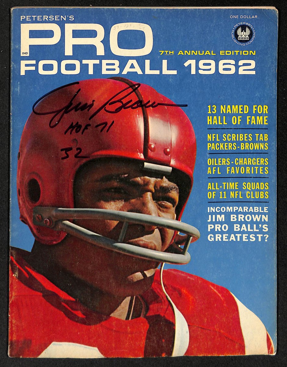 Jim Brown HOF Signed/Insc 1962 Pro Football Magazine No Label PSA/DNA 203673