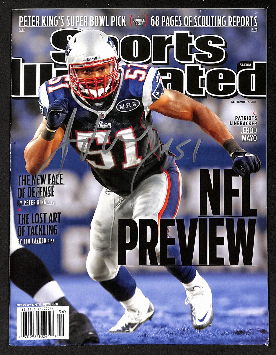 Jerod Mayo HOF Signed/Auto 9/5/2011 Sports Illustrated Magazine PSA/DNA 203693