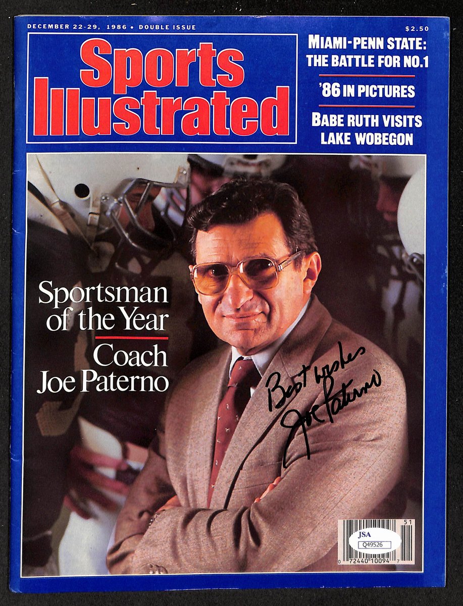Joe Paterno PSU Signed/Auto 12/22/1986 Sports Illustrated Magazine JSA 203697