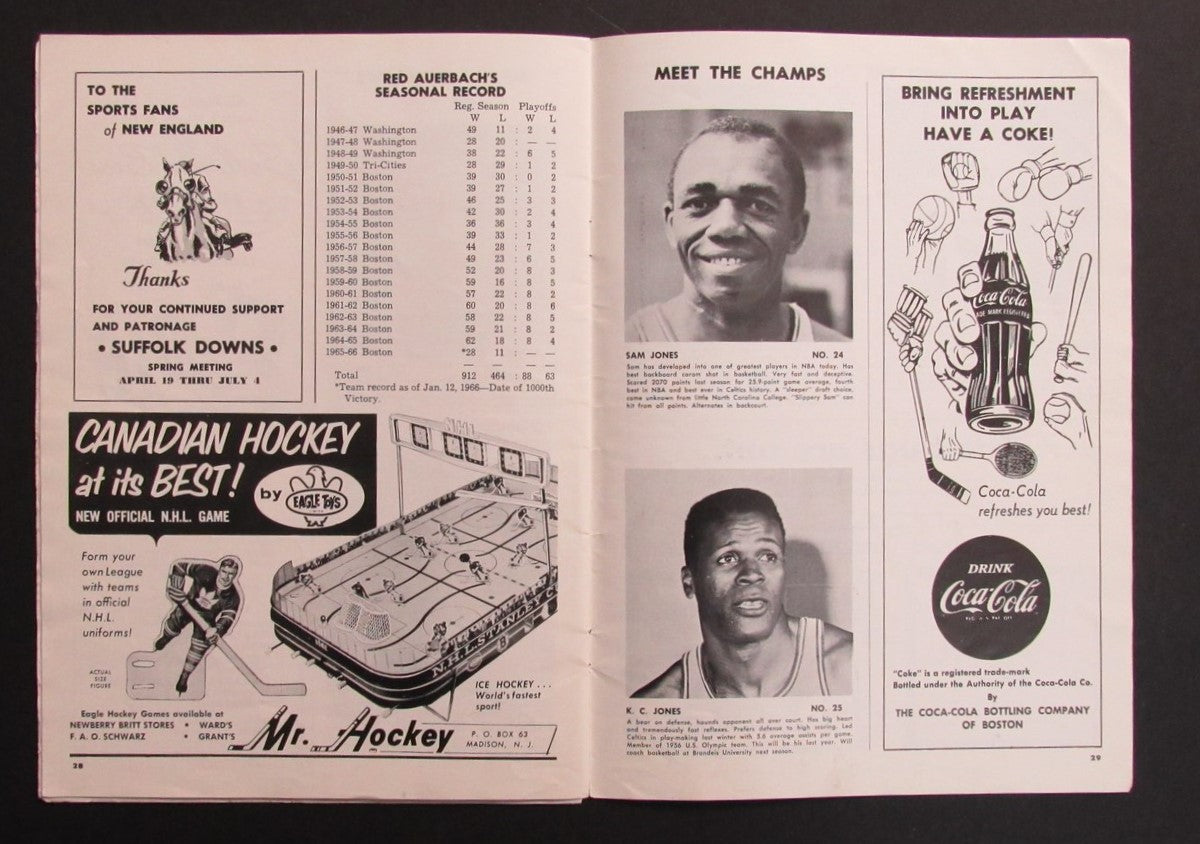 1965-66 NBA Program Boston Celtics at Bosto Gardens Missing Pages 198273