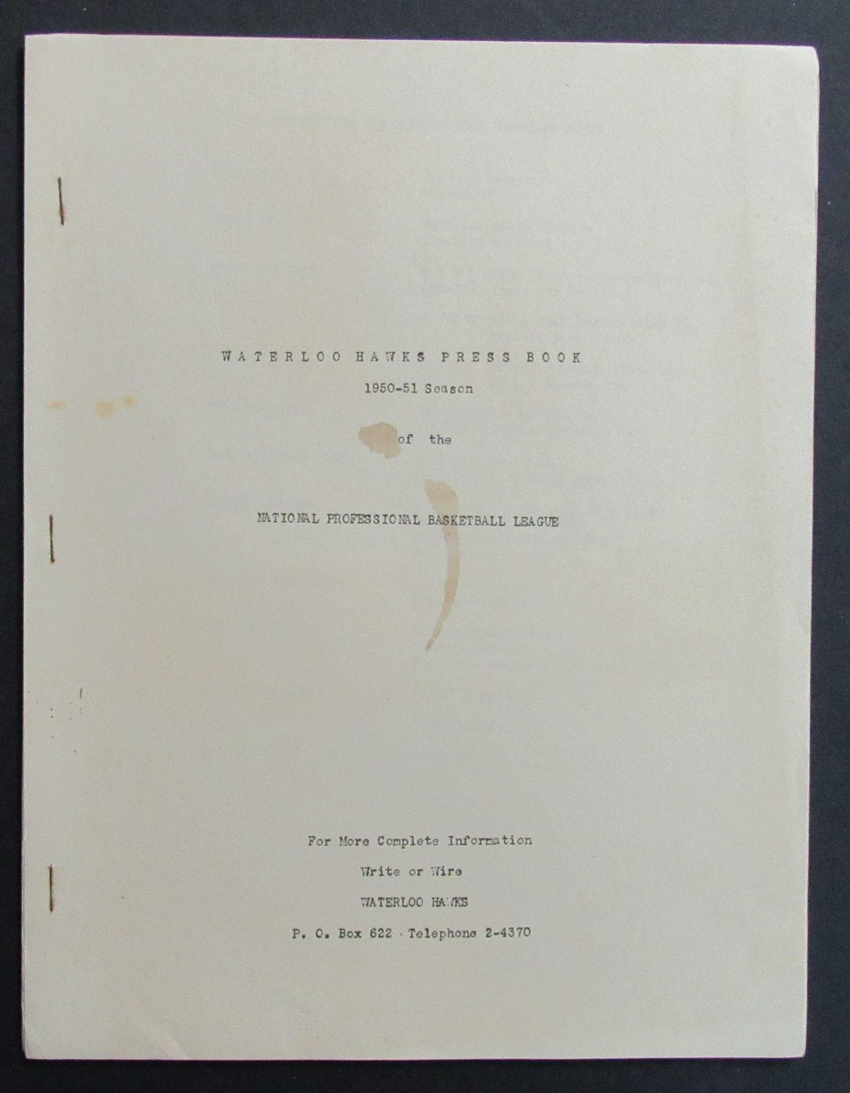 1950-51 Waterloo Hawks NPBL Press Book RARE  198274