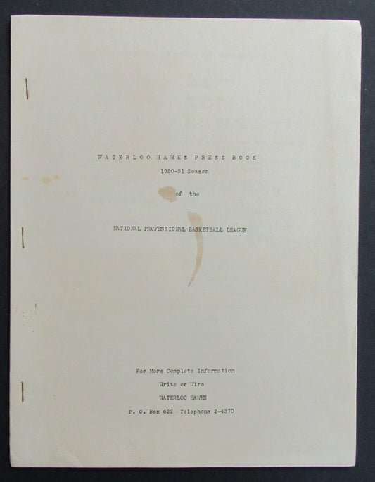 1950-51 Waterloo Hawks NPBL Press Book RARE  198274