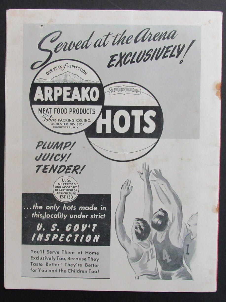 1952-53 NBA Program Rochester Royals vs. Indianapolis Olympians 198277