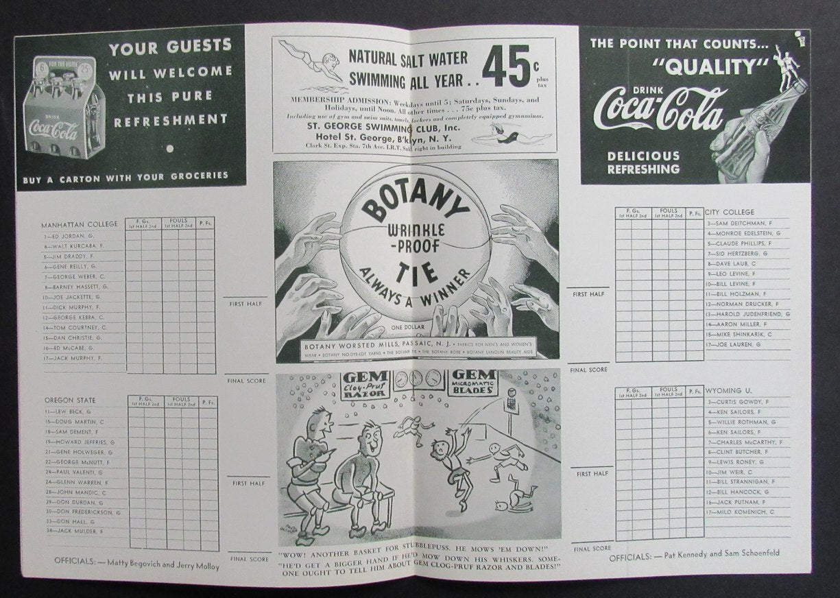 12/29/1941 City College vs. Wyoming & Manhattan vs. Oregon State 198284