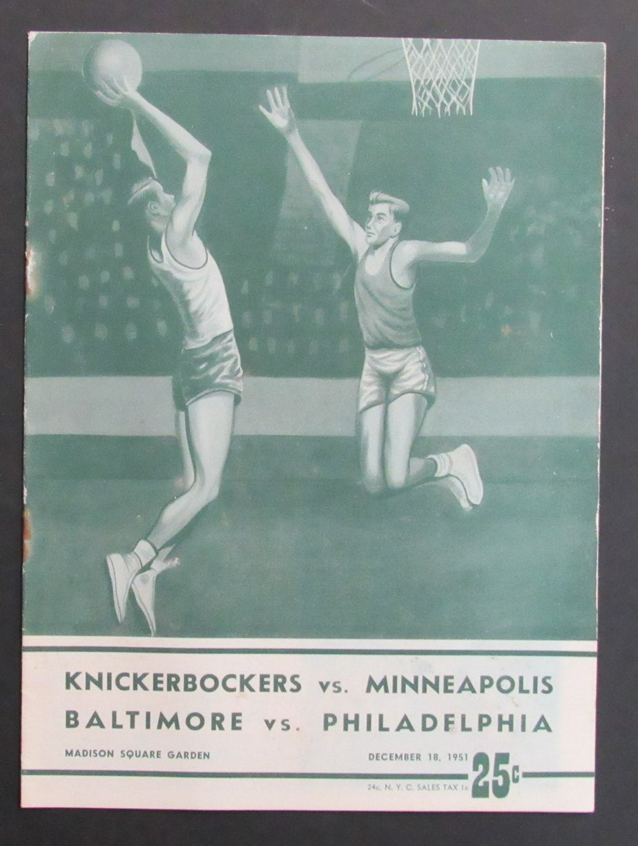 12/18/51 NBA Program Knicks vs. Minneapolis Lakers & Bullets vs. Warriors 198285