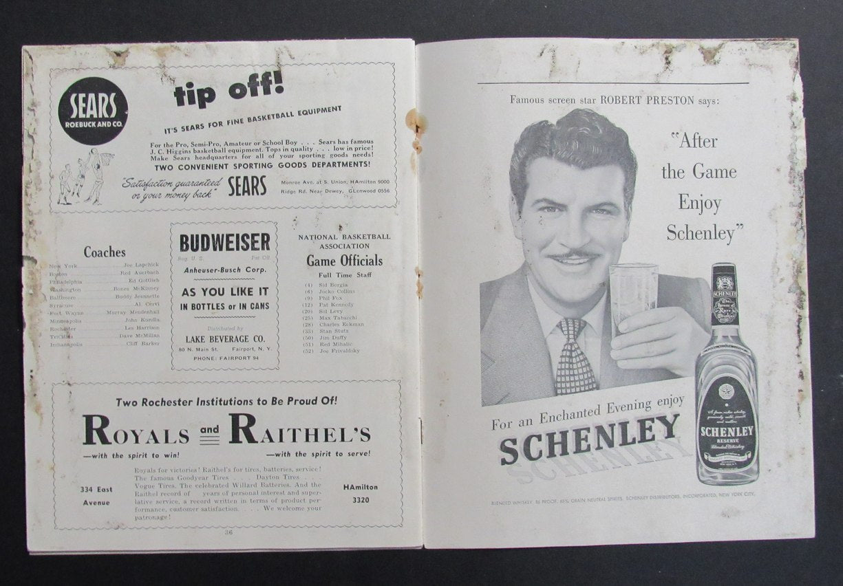1950-51 NBA Program Rochester Royals vs. Fort Wayne Pistons 198287