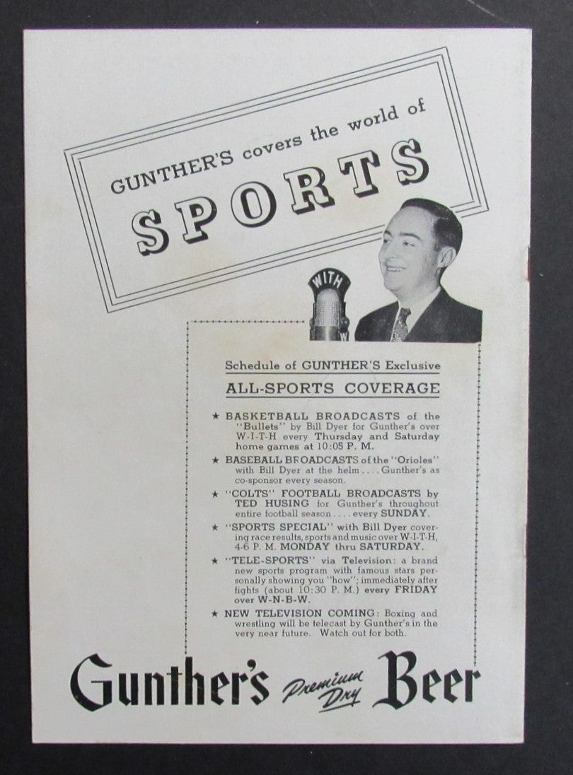 1947-48 NBA Program Baltimore Bullets vs. New York Knicks Signed by (9) 198295