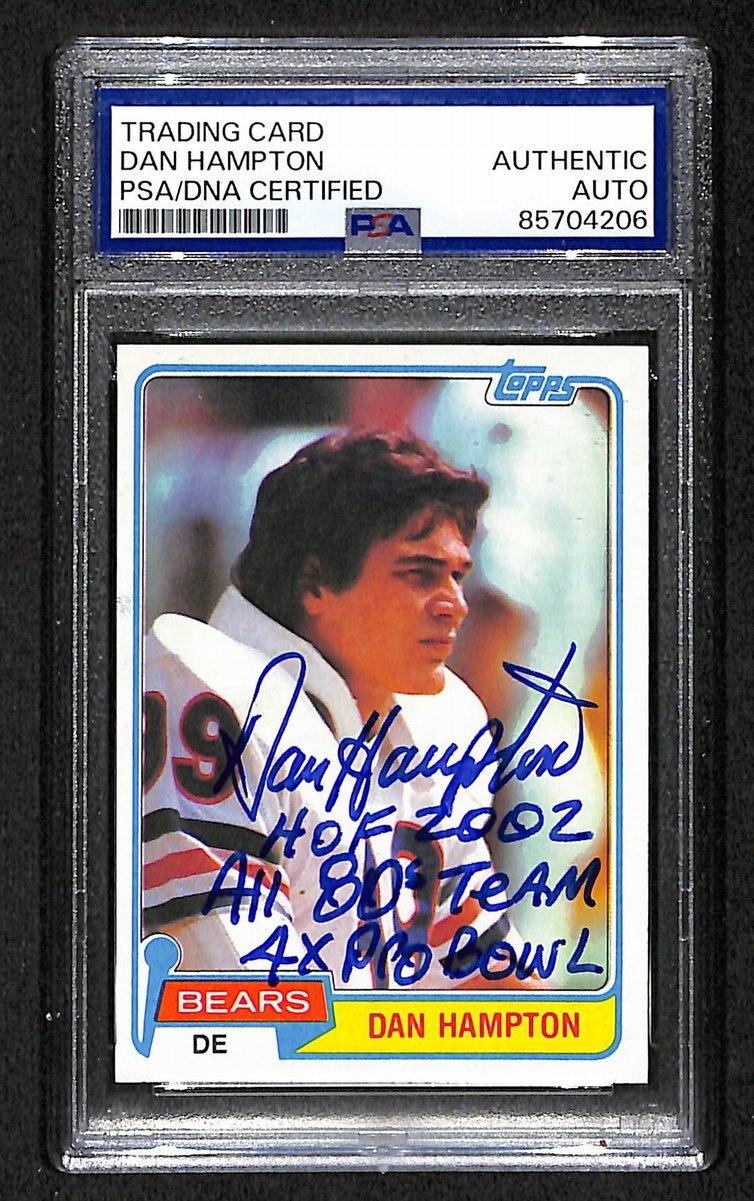 1985 TOPPS RC Dan Hampton HOF Signed/Inscribed Card #316 Bears PSA/DNA 203878