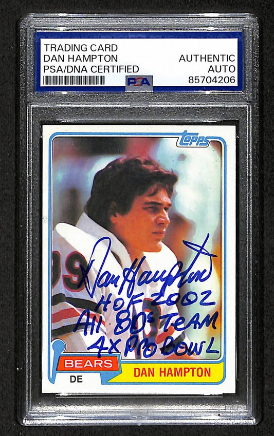 1985 TOPPS RC Dan Hampton HOF Signed/Inscribed Card #316 Bears PSA/DNA 203878