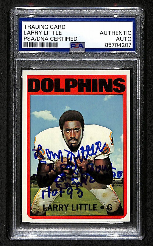 1972 TOPPS RC Larry Little HOF Signed/Inscr Card #240 Dolphins PSA/DNA 203879