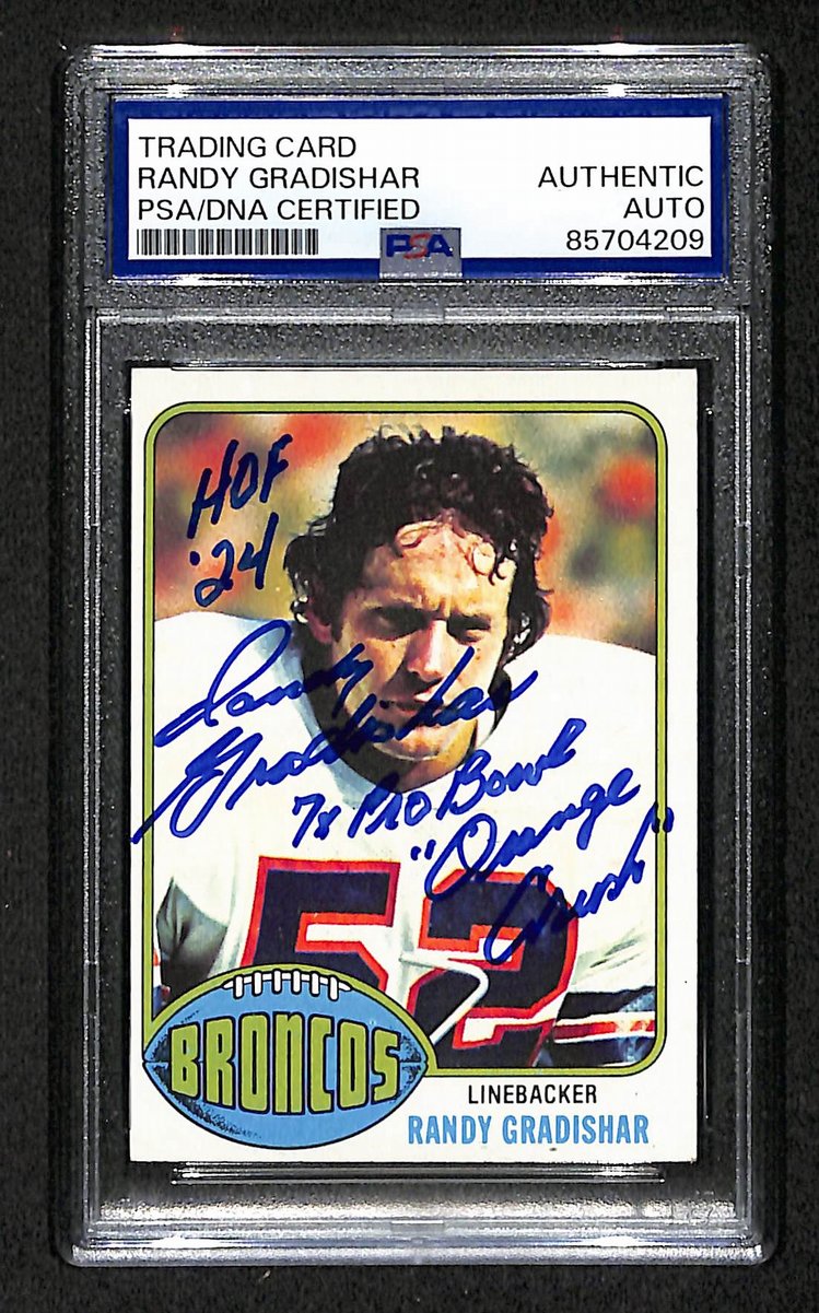 1976 TOPPS RC Randy Gradishar HOF Signed/Inscr Card #257 Broncos PSA/DNA 203881