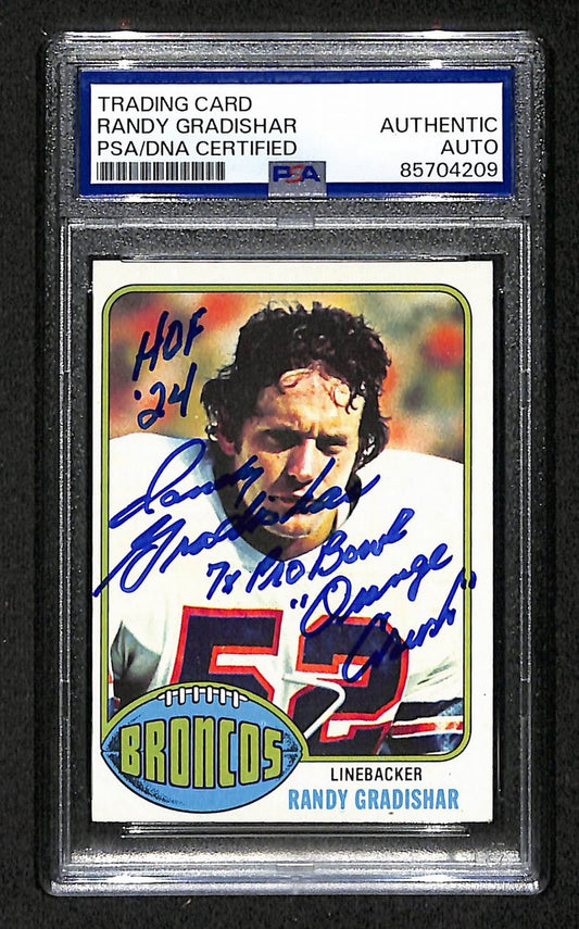 1976 TOPPS RC Randy Gradishar HOF Signed/Inscr Card #257 Broncos PSA/DNA 203881