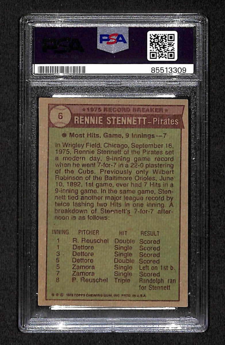 1976 TOPPS Rennie Stennett Signed/Auto Card #6 Pittsburgh Pirates PSA/DNA 203889