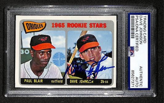 1965 TOPPS RC Davey Johnson Signed/Auto Card #473 Orioles PSA/DNA 203895