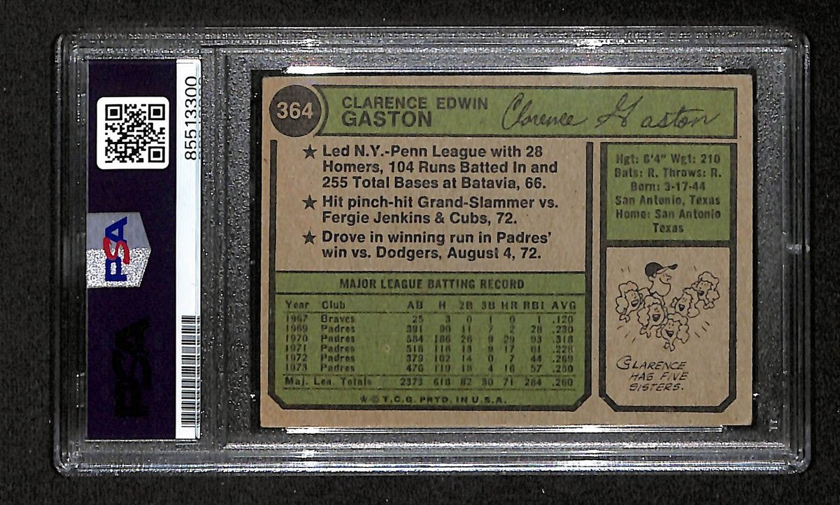 1974 TOPPS Clarence Gaston Signed/Autographed Card #364 Padres PSA/DNA 203897