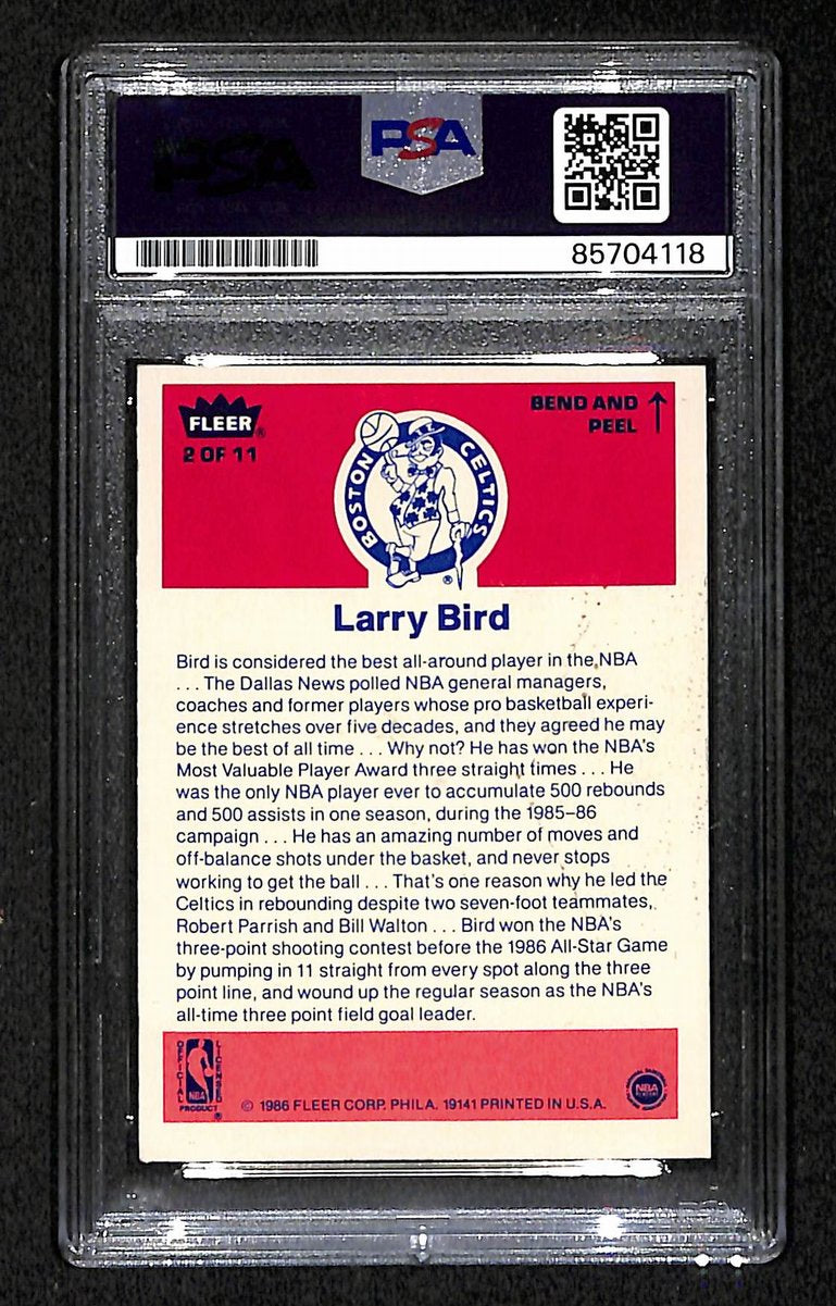 1986 FLEER Larry Bird HOF Signed/Auto Card #2 Boston Celtics PSA/DNA 203932