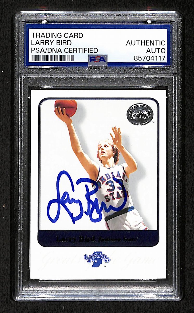 2001 FLEER Larry Bird HOF Signed/Auto Card #49 Indiana State PSA/DNA 203933