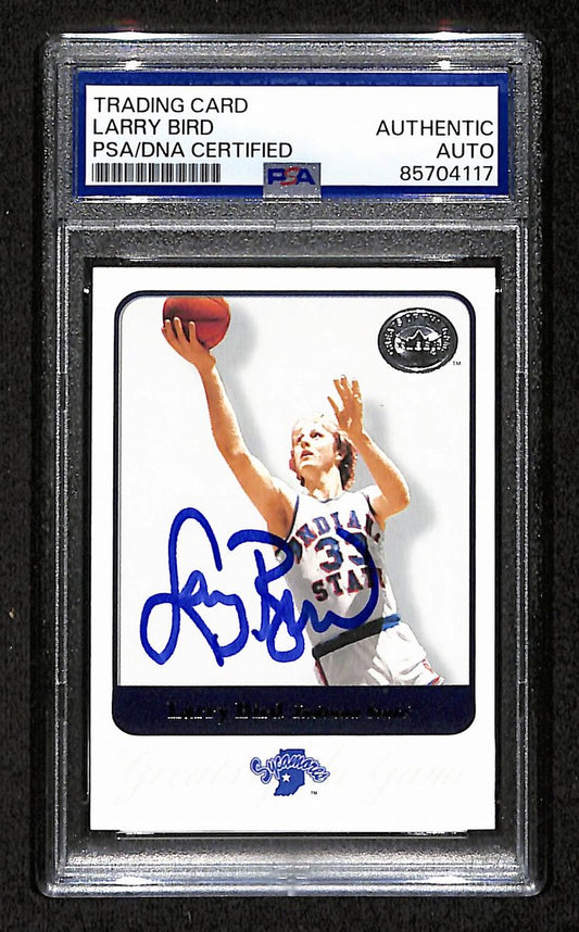 2001 FLEER Larry Bird HOF Signed/Auto Card #49 Indiana State PSA/DNA 203933