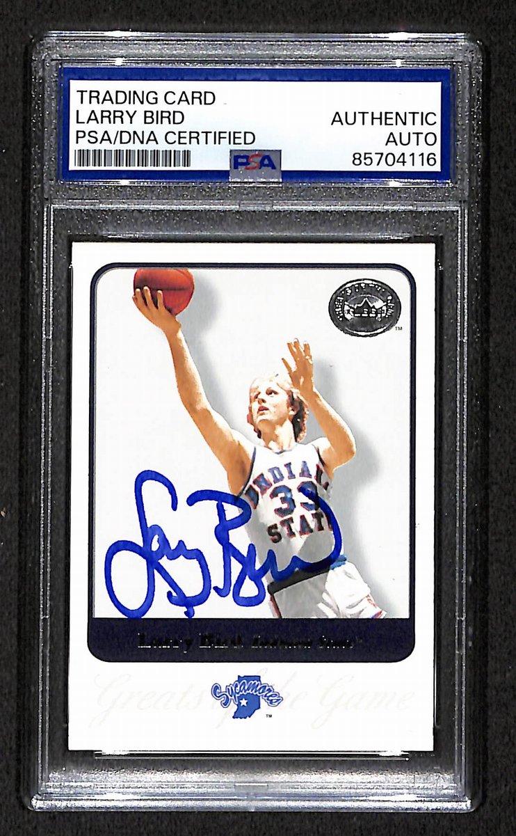 2001 FLEER Larry Bird HOF Signed/Auto Card #49 Indiana State PSA/DNA 203934