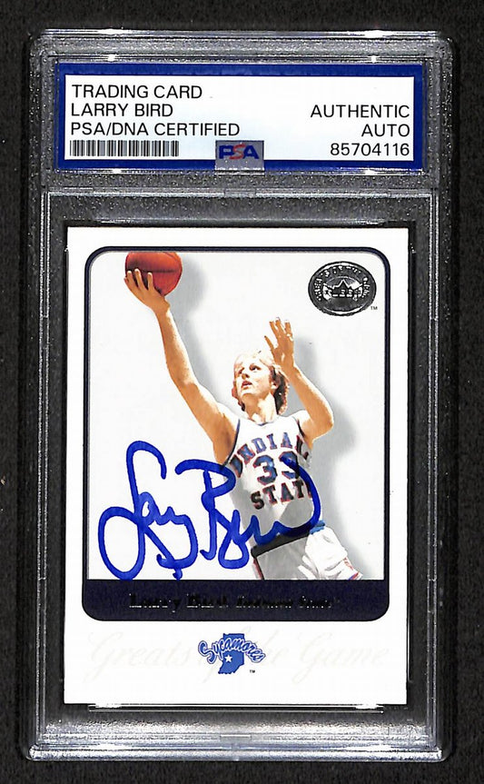2001 FLEER Larry Bird HOF Signed/Auto Card #49 Indiana State PSA/DNA 203934