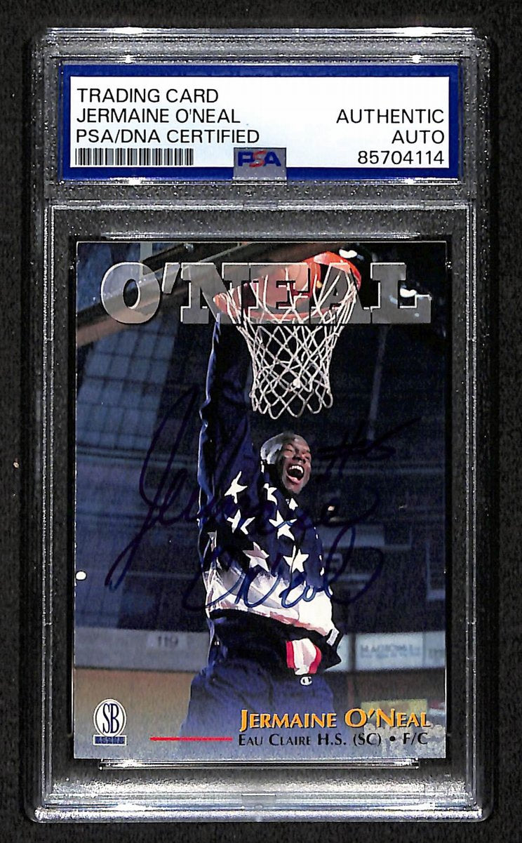 1997 Scoreboard Jermaine O'Neal Signed RC Card Eau Claire H.S. PSA/DNA 203936