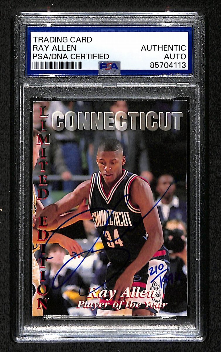 1996 Signature Stars Ray Allen Signed RC Promo Card Connecticut PSA/DNA 203937