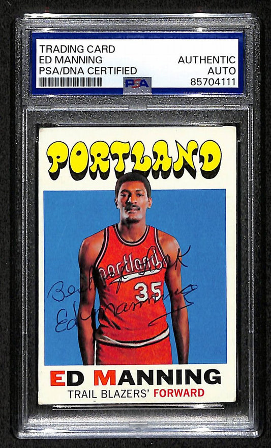 1971 TOPPS Ed Manning Signed/Auto Card #122 Trail Blazers PSA/DNA 203939