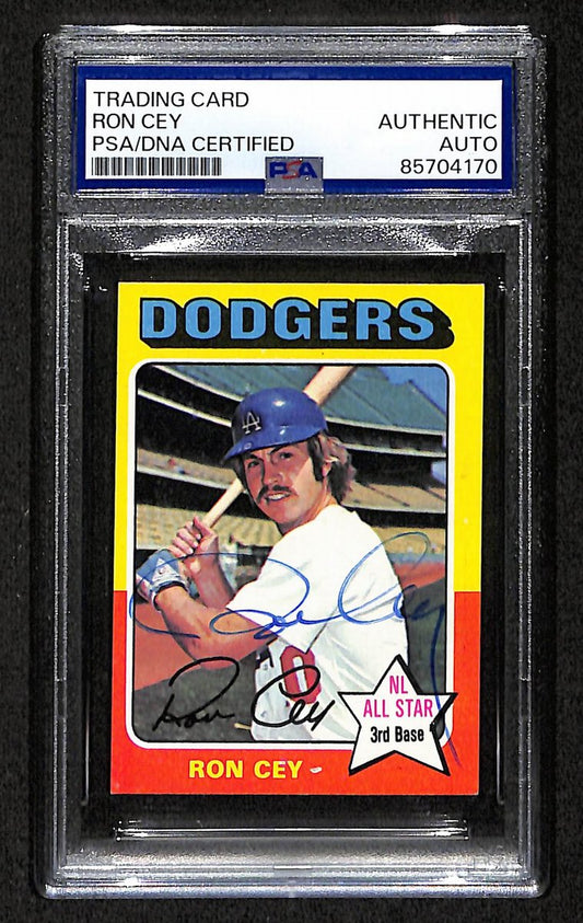 1975 TOPPS MINI Ron Cey Signed/Auto Card #390 LA Dodgers PSA/DNA 203954