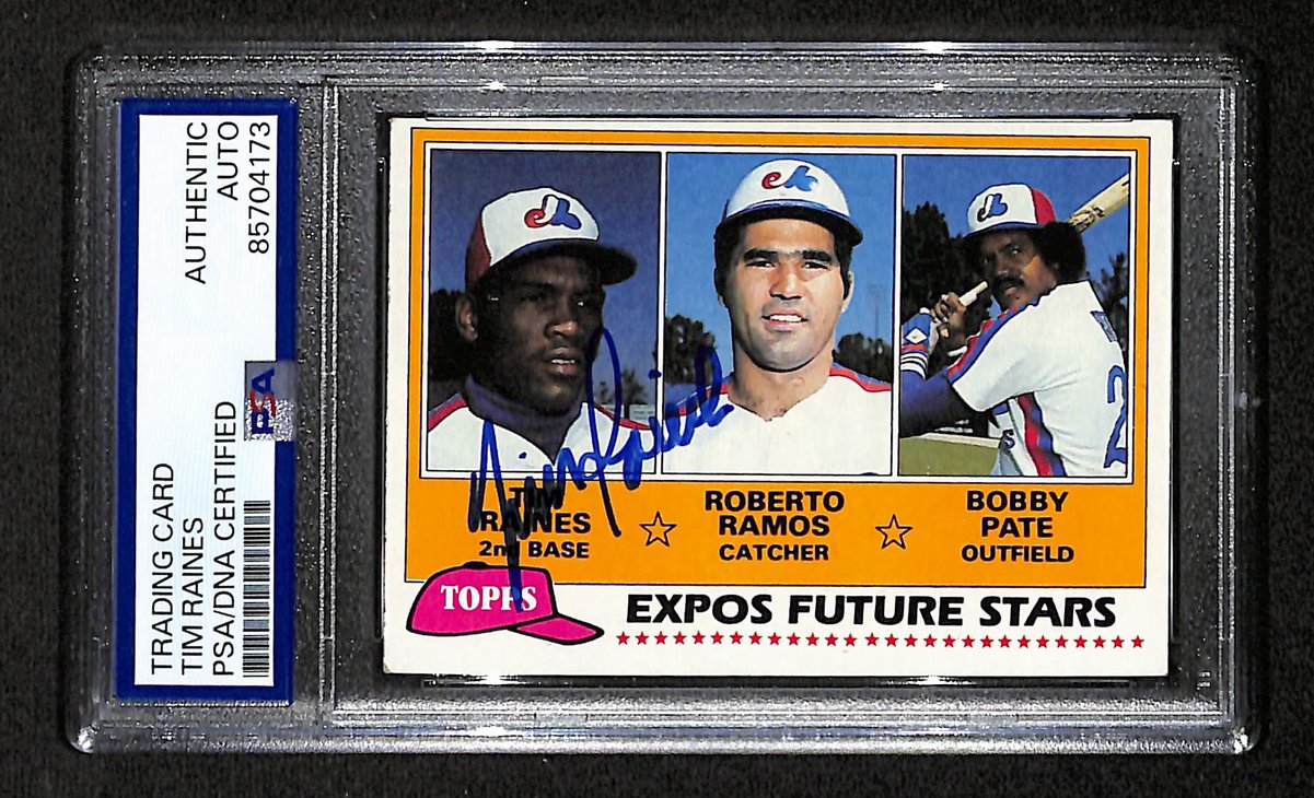 1981 TOPPS RC Tim Raines HOF Signed/Auto Card #479 Expos PSA/DNA 203956