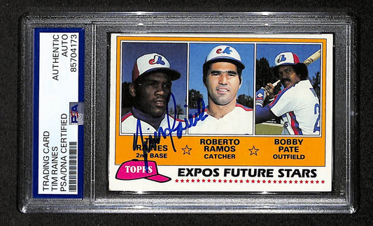 1981 TOPPS RC Tim Raines HOF Signed/Auto Card #479 Expos PSA/DNA 203956