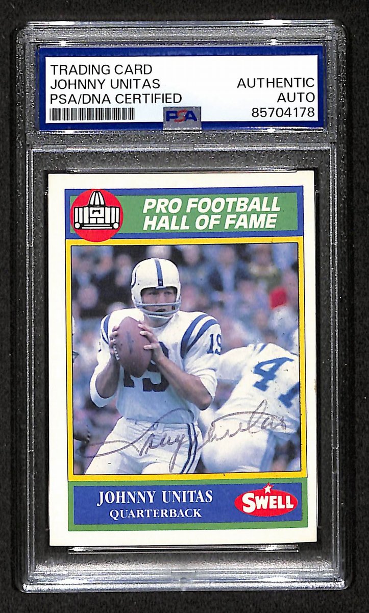 1990 SWELL Johnny Unitas HOF Signed/Auto Card #104 Baltimore Colts PSA/DNA