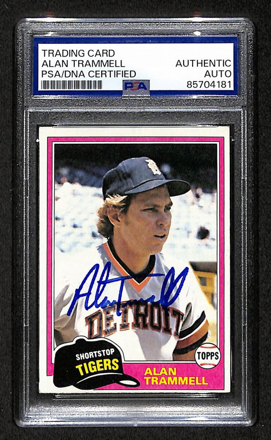 1981 TOPPS Alan Trammell HOF Signed/Auto Card #709 Tigers PSA/DNA 203959