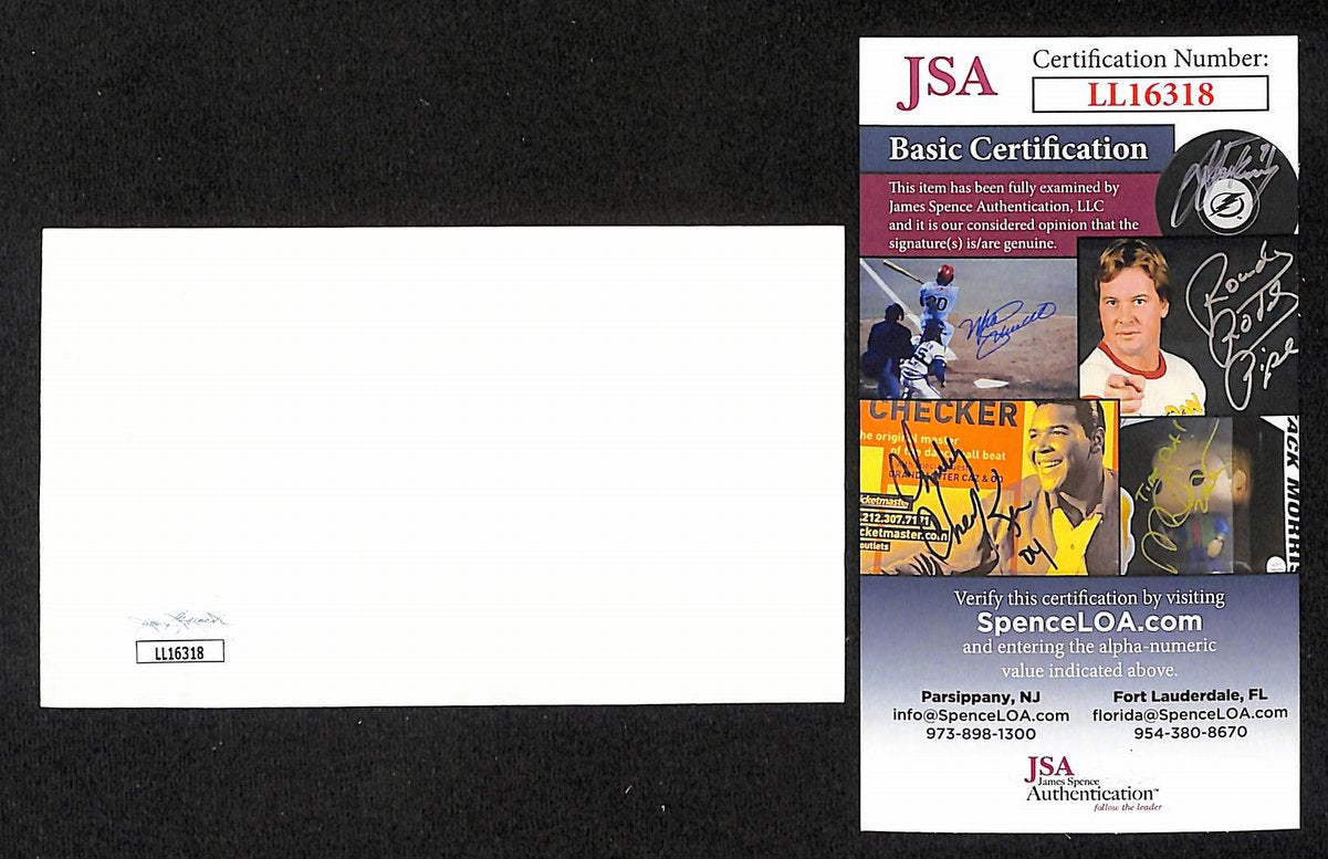 Al Campanis Signed/Inscribed 3x5 Index Card 1943 Brooklyn Dodgers JSA 204197