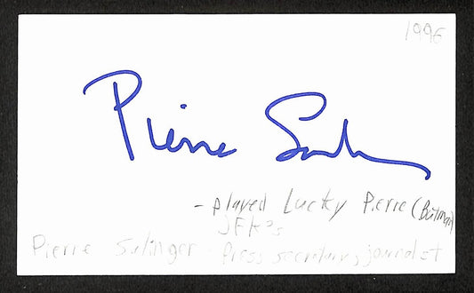 Pierre Salinger Signed/Auto 3x5 Index Card Journalist/Press Secretary JSA 204200