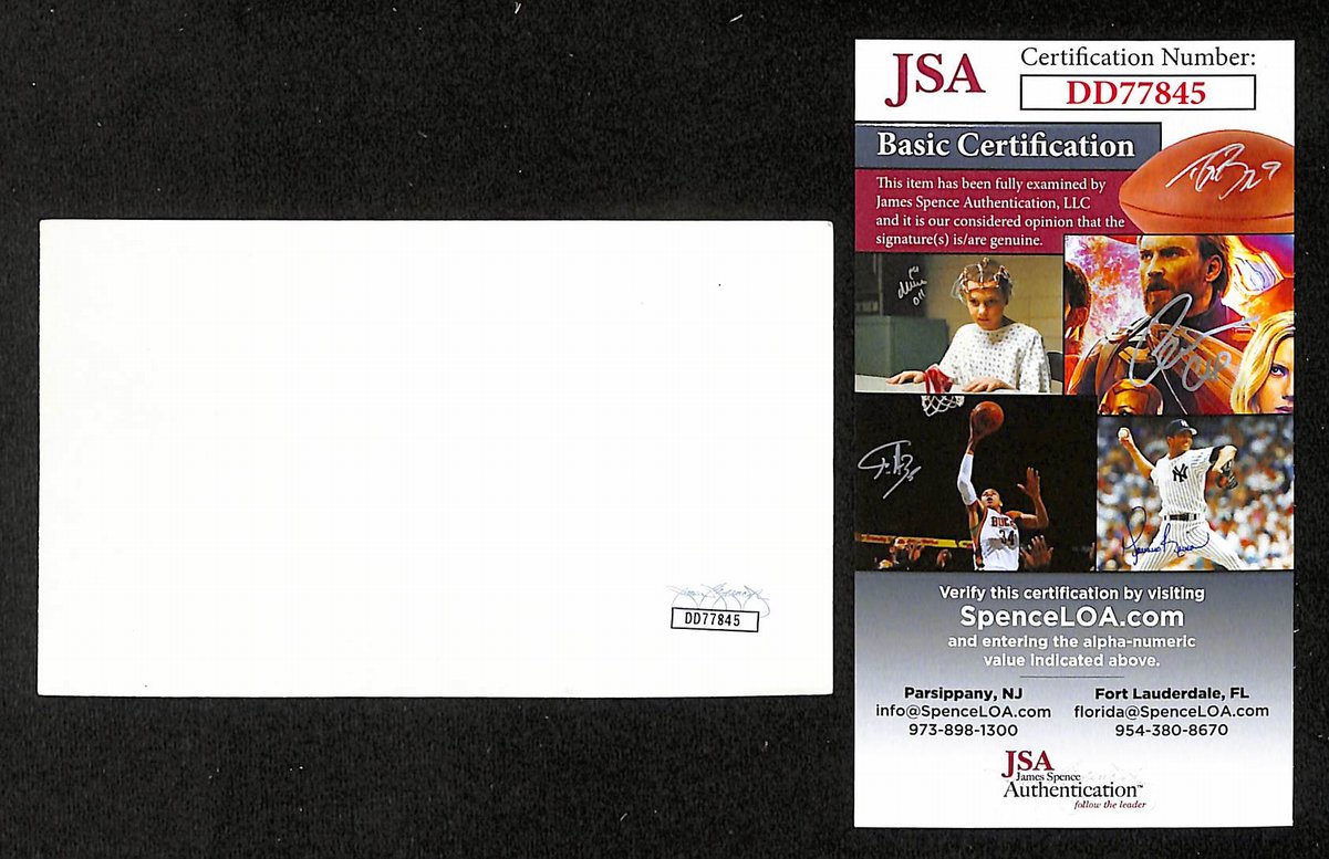 Thomas Keneally Author Signed/Inscr 3x5 Index Card "Schindler's Ark" JSA 204201