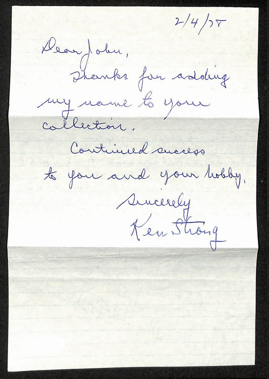 Ken Strong HOF Signed/Autographed Hand Written Letter New York Giants JSA 204202