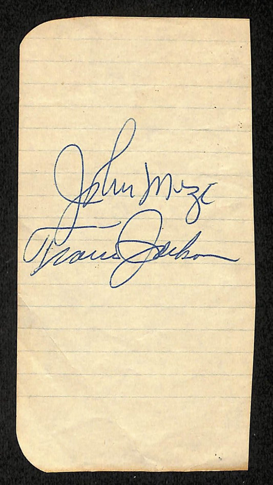 John Mize/Travis Jackson HOF Signed/Auto 2.5x5 Cut New York Giants 204211