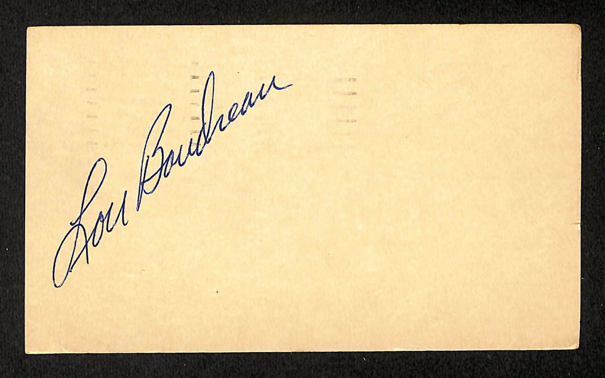 Lou Boudreau HOF Signed/Auto 3.5x5.5 GPC 1948 Postcard Cleveland Indians 204212