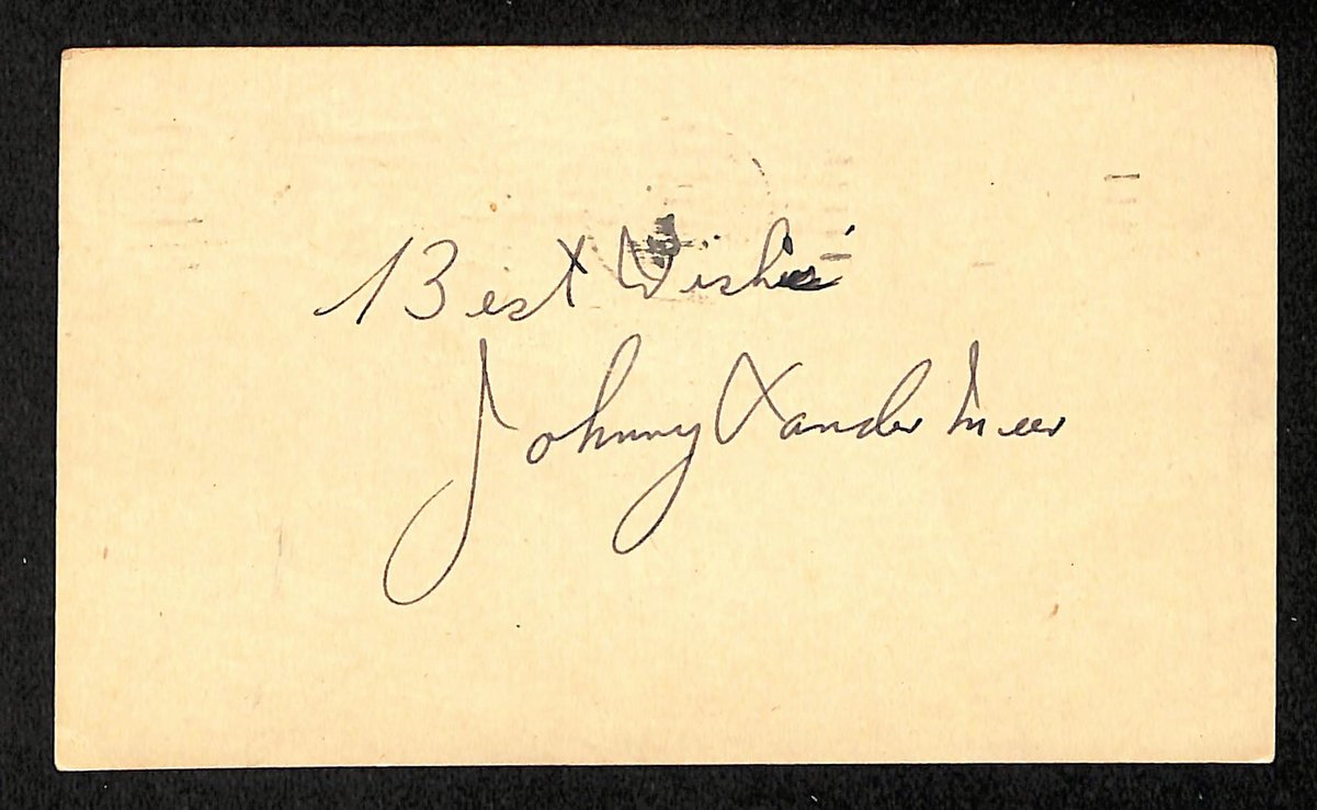 Johnny Vander Meer Signed/Inscr 3.5x5.5 GPC 1948 Postcard Cincinnati Reds 204216