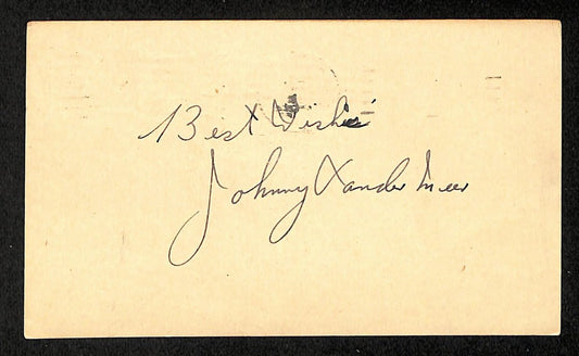 Johnny Vander Meer Signed/Inscr 3.5x5.5 GPC 1948 Postcard Cincinnati Reds 204216