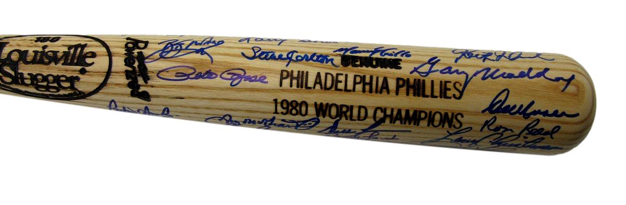 1980 World Series Champs Phillies Bat Signed by (31) Rose McGraw PSA/DNA 203439